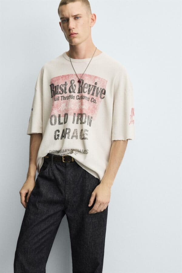 Washed Printed Knit T-Shirt - Image 4